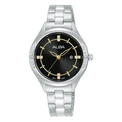 Alba 32Mm Fashion Watch For Women, Analog, Stainless Steel Band - Silver